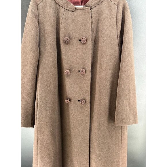 Vintage Wool Brown Double Breasted Coat Thick Jacket Size M/L - Picture 2 of 8